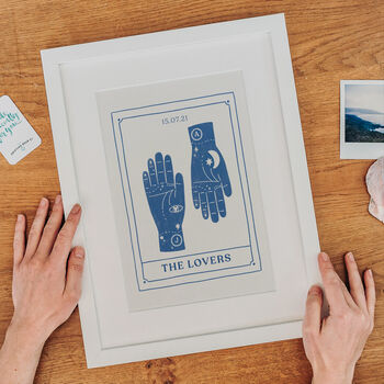 Personalised 'The Lovers' Tarot Print With Initials, 6 of 7
