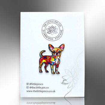 Geometric Rainbow Chihuahua Dog Enamel Pin, 5 of 9