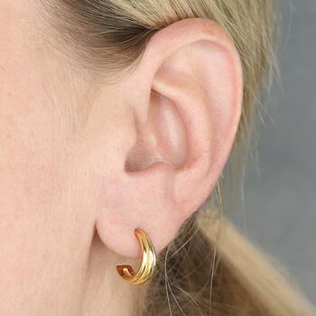 18ct Gold Plated Graduated Hoop Earrings, 2 of 7