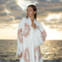 Long Organic Cotton Robe: White With Terracotta Sun, thumbnail 2 of 3