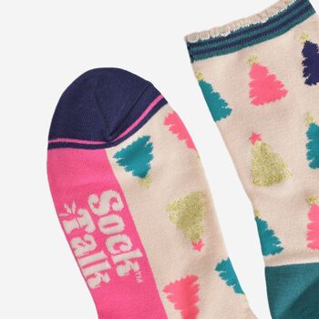 Women's Bamboo Socks Multicoloured Christmas Tree, 4 of 5