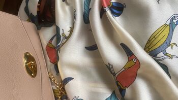 Silk Feel Scarf With Parrot Design, 2 of 4