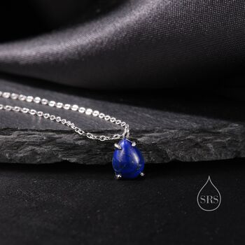 Genuine Lapis Lazuli Pear Necklace In Sterling Silver, 6 of 12