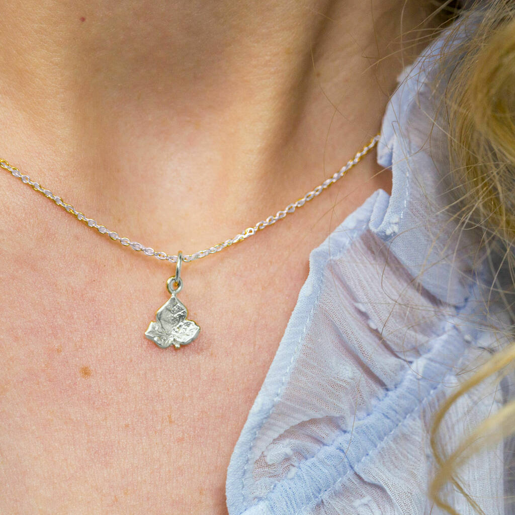 Sterling Silver Ivy Leaf Necklace By AMULETTE