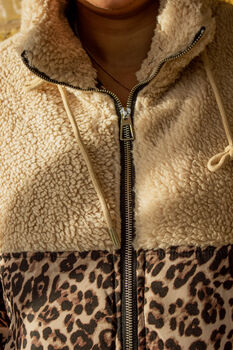 Leopard Print Waterproof And Teddy Mix Jacket, 5 of 7