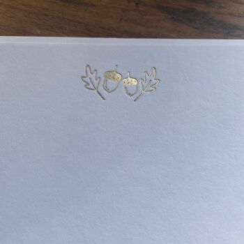 Six Gold Acorn Hand Pressed Luxury Note Cards, 4 of 8