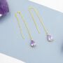 Sterling Silver Alexandrite Purple Blue Droplet Cz Threader Earrings, thumbnail 7 of 12