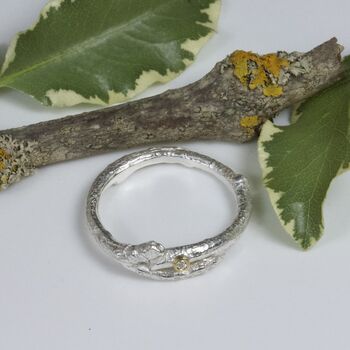 Diamond Forked Twig Wedding Ring, Organic Wedding Band, 8 of 9