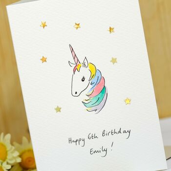 Personalised Sparkly Unicorn Handmade Card, 3 of 4