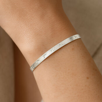 Sterling Silver Triple Herringbone Star Bracelet, 2 of 5