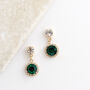 Emerald Green Swarovski Crystal Snow Drop Earrings, thumbnail 3 of 6