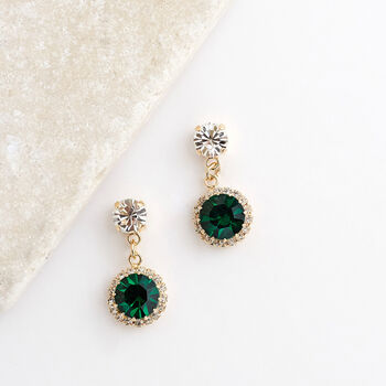 Emerald Green Swarovski Crystal Snow Drop Earrings, 3 of 6