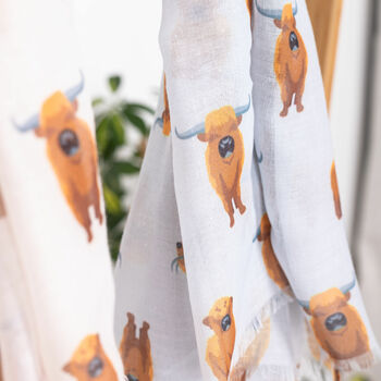 Highland Cow Print Scarf, 2 of 8