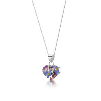 Heart Shaped Real Flower Pendant In Sterling Silver, 2 of 10