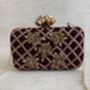 Maroon Velvet Handcrafted Rectangular Clutch Bag, thumbnail 4 of 10