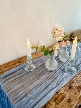 Dusty Blue Crinkled Cheesecloth Wedding Table Runner 3m, 3 of 4