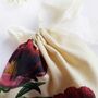 Organic Cotton Peony Print Reusable Pouches With Eco Satin Ribbon, thumbnail 6 of 7
