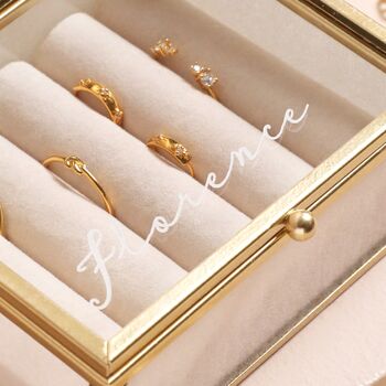 Personalised Name Mini Glass Jewellery Box In Gold, 2 of 2