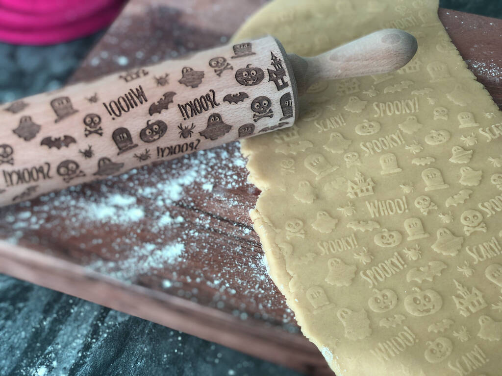 spooky halloween embossing rolling pin by boon homeware