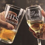 Personalised His And Her Pint And Wine Glass Set, thumbnail 2 of 3