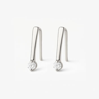 Gold Or Silver Women's Open Threader Hoop Earrings With Tiny Cz Stone, 4 of 6
