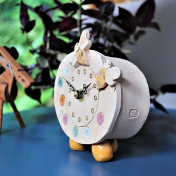 Small Mantel Clock With Bee And Meadow, 4 of 11
