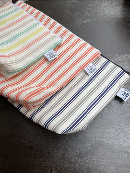 Navy And Slate Florence Stripe Cotton Linen Mix Washbag, 5 of 5