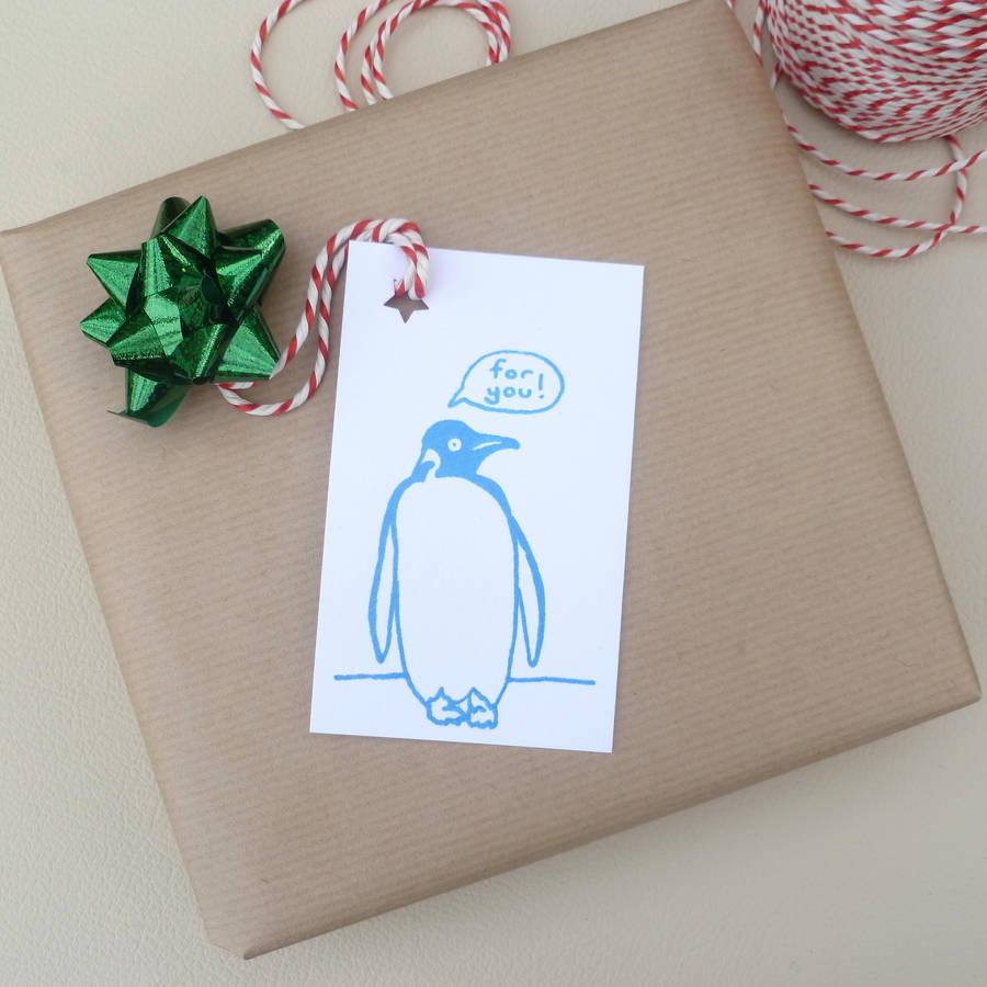 Six Penguin Christmas Gift Tags