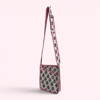 Mini Cross Body Bag | White, Pink And Green Mini Flower, 2 of 5