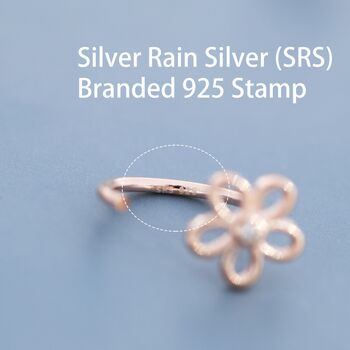 Forget Me Not Flower Huggie Hoop Earrings In Sterling Silver, 4 of 12