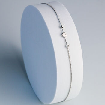 Sterling Silver Heart Bead Anklet, 2 of 5