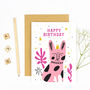 Pink Dog With Crown Fun Bright Happy Birthday Card, thumbnail 4 of 4