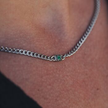 Mens Silver Ruby Red Gemstone Chain Necklace, 8 of 11