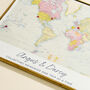 Personalised Where We've Been World Map Stitch Print, thumbnail 2 of 4