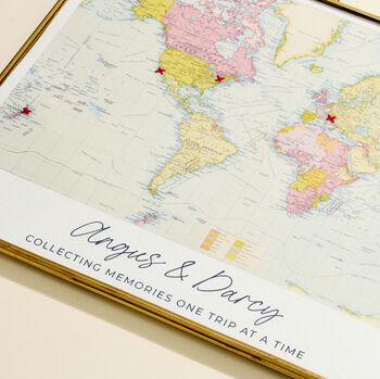 Personalised Where We've Been World Map Stitch Print, 2 of 4