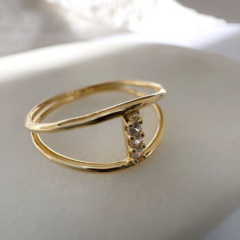 Double Band Sparkly Bar Ring, 4 of 7