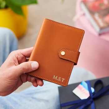 Personalised Leather Passport Travel Holder With Hot Stamped Initials And/Or Engraved Message, 3 of 8
