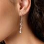 Sterling Silver Floral Drop Dainty Moonstone Earrings, thumbnail 2 of 6