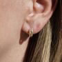 White Stone Petite Hoop Earrings, thumbnail 2 of 7