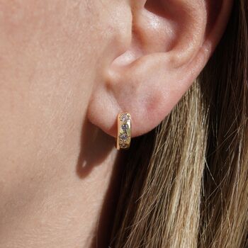 White Stone Petite Hoop Earrings, 2 of 7