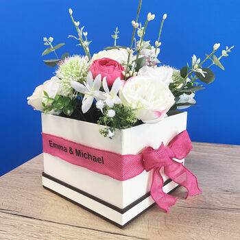 Personalised Flower Hat Box Pink And White, 7 of 7
