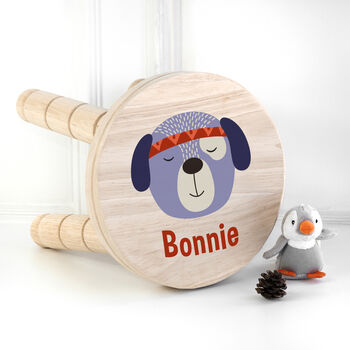 Personalised Cute Puppy Kids Wooden Stool, 4 of 6