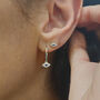 Dainty Evil Eye Silver Minimalist Stud Earrings, thumbnail 2 of 4