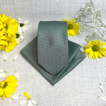 Dark Green Woven Wedding Tie Set, 6 of 6