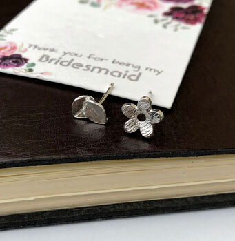Thank You Bridesmaid Flower And Leaf Mismatched Wedding Earrings, 10 of 12