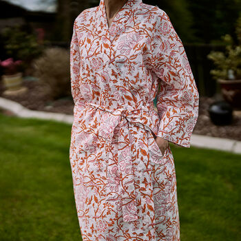 Orange And Pink Handmade Floral Robe, 10 of 10