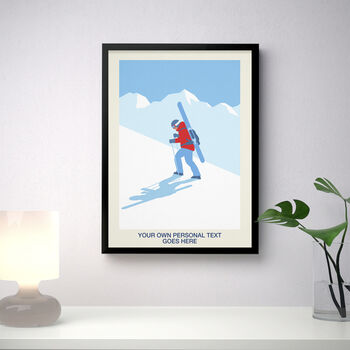 Personalised Powder Skier Walking Art Print, 2 of 6