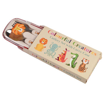 Colourful Creatures Children's Cutlery Set With Case, 2 of 5