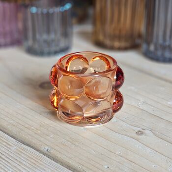 Bubble Glass Orange Tea Light Holder, 2 of 2