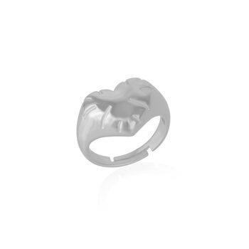 Sterling Silver Chunky Love Heart Signet Ring, 11 of 12